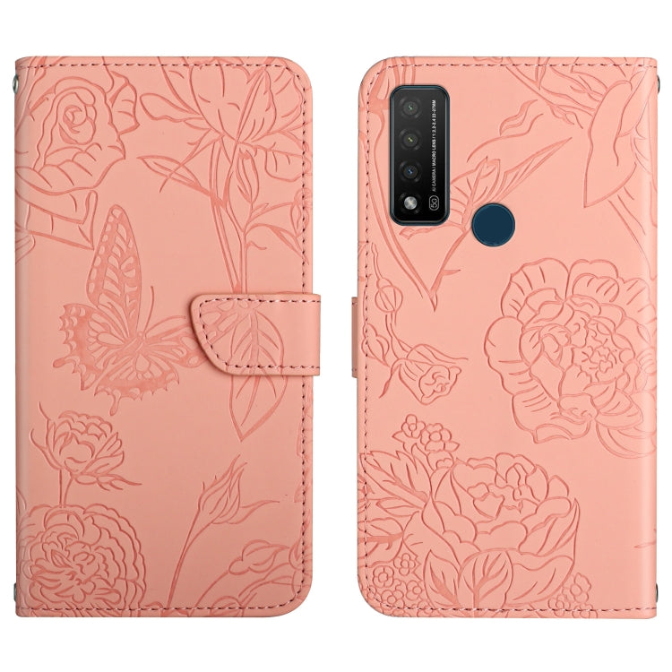 Skin Feel Butterfly Peony Embossed Leather Phone Case, For TCL 10 SE, For TCL 20 Pro 5G, For TCL 20 SE, For TCL 20 R 5G, For TCL 20S / 20 5G / 20L / 20L+