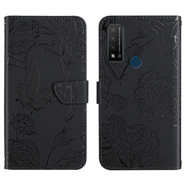 Skin Feel Butterfly Peony Embossed Leather Phone Case, For TCL 10 SE, For TCL 20 Pro 5G, For TCL 20 SE, For TCL 20 R 5G, For TCL 20S / 20 5G / 20L / 20L+