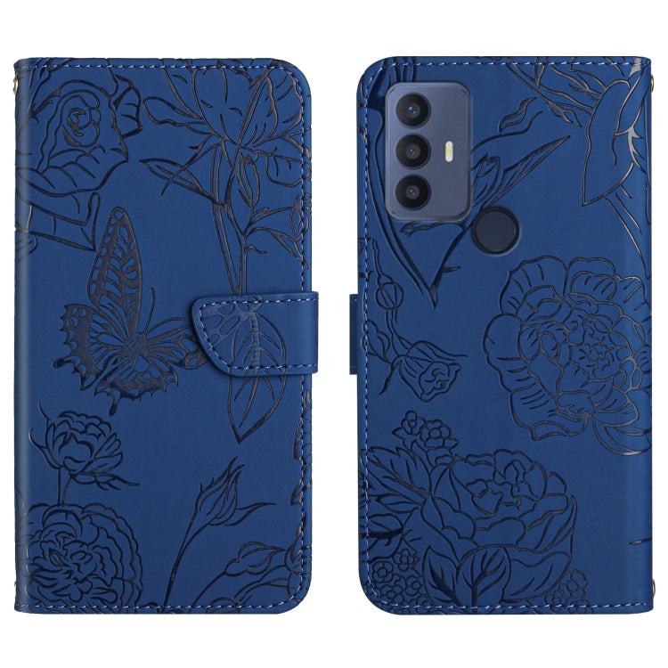 Skin Feel Butterfly Peony Embossed Leather Phone Case, For TCL 30 SE, For T-Mobile Revvl V+ 5G