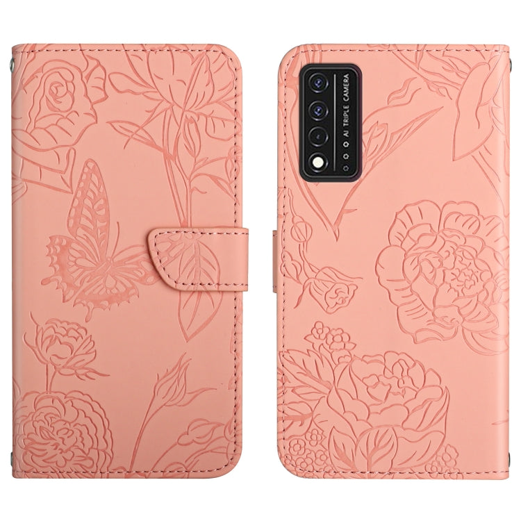 Skin Feel Butterfly Peony Embossed Leather Phone Case, For TCL 30 SE, For T-Mobile Revvl V+ 5G