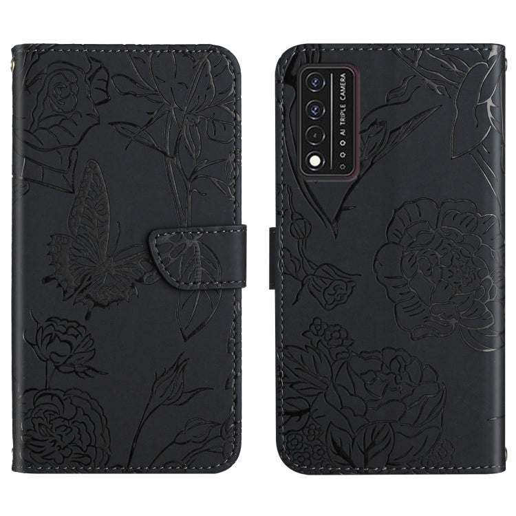 Skin Feel Butterfly Peony Embossed Leather Phone Case, For TCL 30 SE, For T-Mobile Revvl V+ 5G