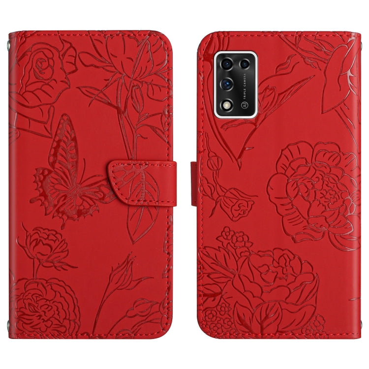 Skin Feel Butterfly Peony Embossed Leather Phone Case, For ZTE Libero 5G II, For ZTE Blade V30 Vita