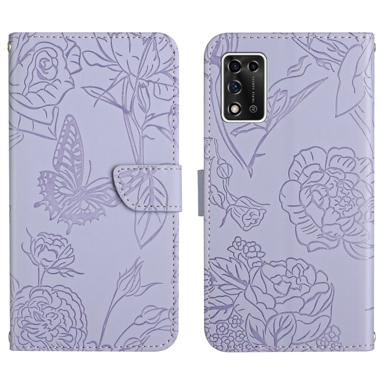 Skin Feel Butterfly Peony Embossed Leather Phone Case, For ZTE Libero 5G II, For ZTE Blade V30 Vita