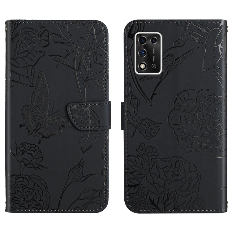 Skin Feel Butterfly Peony Embossed Leather Phone Case, For ZTE Libero 5G II, For ZTE Blade V30 Vita
