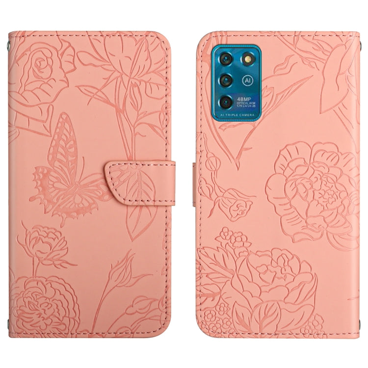 Skin Feel Butterfly Peony Embossed Leather Phone Case, For ZTE Libero 5G II, For ZTE Blade V30 Vita