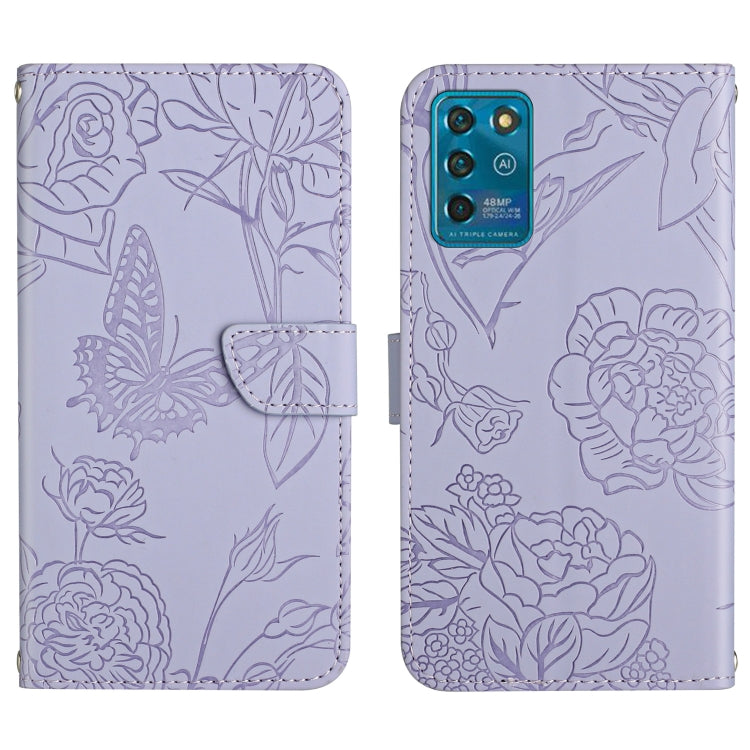 Skin Feel Butterfly Peony Embossed Leather Phone Case, For ZTE Libero 5G II, For ZTE Blade V30 Vita