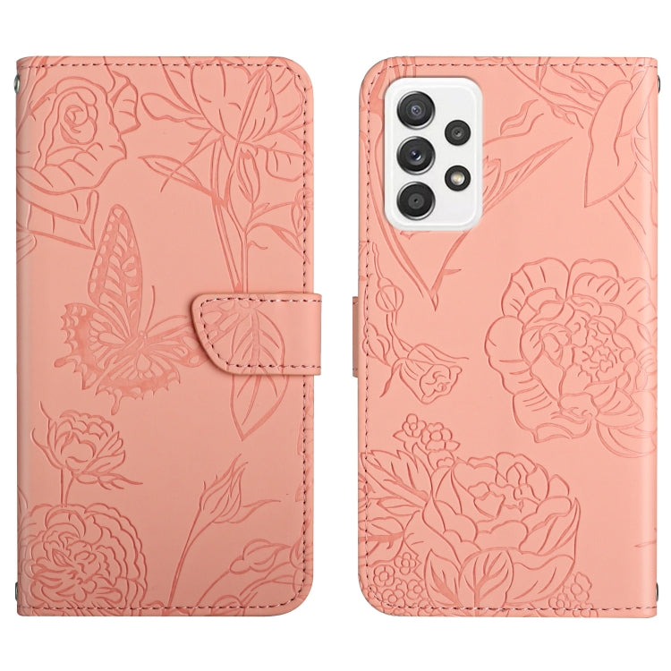 Skin Feel Butterfly Peony Embossed Leather Phone Case, For Samsung Galaxy A32 4G, For Samsung Galaxy A32 5G, For Samsung Galaxy A33 5G, For Samsung Galaxy A40