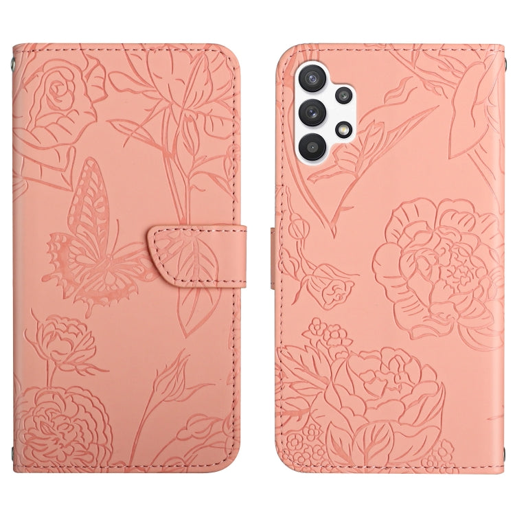 Skin Feel Butterfly Peony Embossed Leather Phone Case, For Samsung Galaxy A32 4G, For Samsung Galaxy A32 5G, For Samsung Galaxy A33 5G, For Samsung Galaxy A40