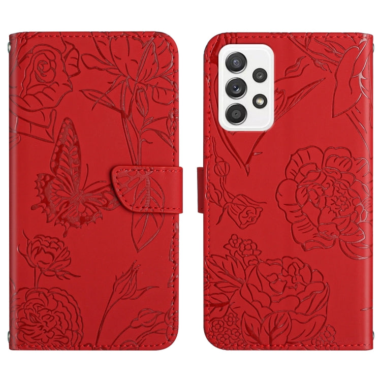Skin Feel Butterfly Peony Embossed Leather Phone Case, For Samsung Galaxy A32 4G, For Samsung Galaxy A32 5G, For Samsung Galaxy A33 5G, For Samsung Galaxy A40