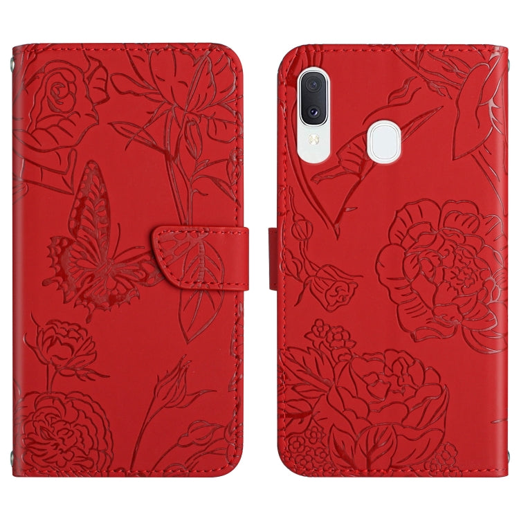 Skin Feel Butterfly Peony Embossed Leather Phone Case, For Samsung Galaxy A32 4G, For Samsung Galaxy A32 5G, For Samsung Galaxy A33 5G, For Samsung Galaxy A40