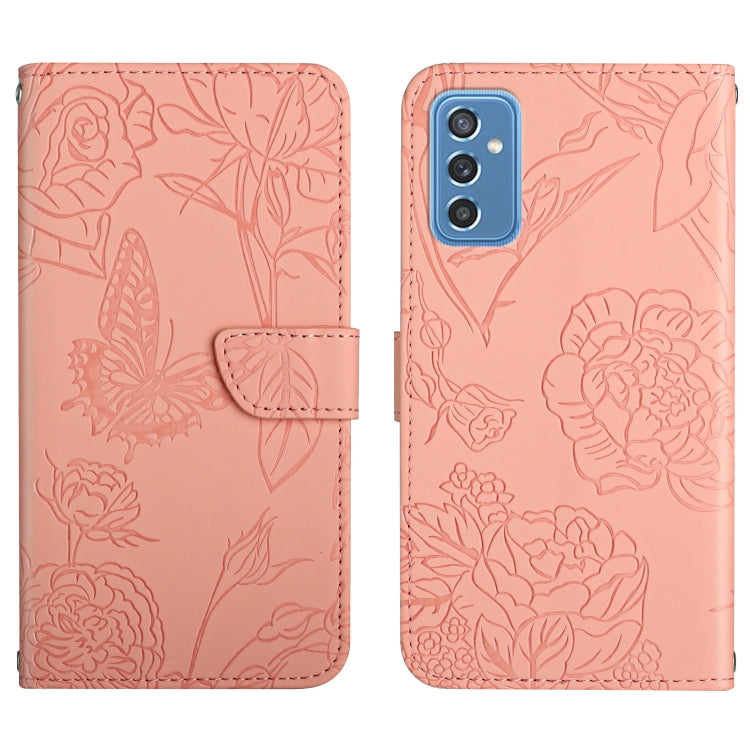 Skin Feel Butterfly Peony Embossed Leather Phone Case, For Samsung Galaxy M52 5G