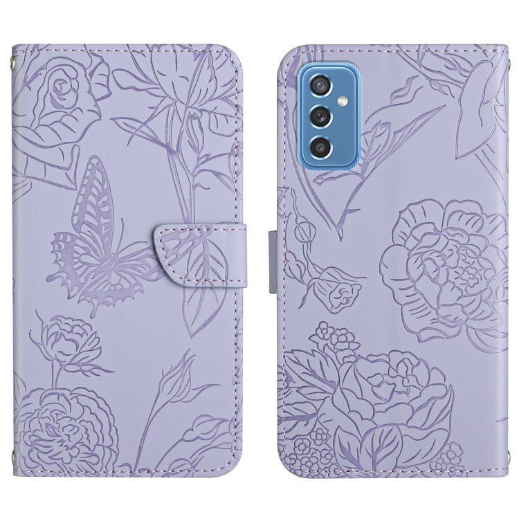 Skin Feel Butterfly Peony Embossed Leather Phone Case, For Samsung Galaxy M52 5G