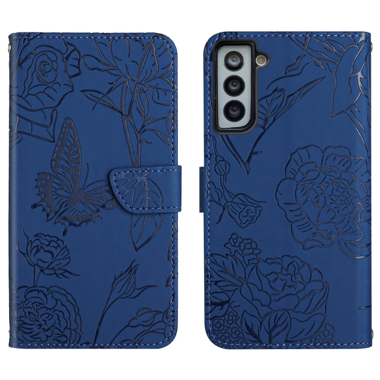 Skin Feel Butterfly Peony Embossed Leather Phone Case, For Samsung Galaxy S22+ 5G, For Samsung Galaxy S22 Ultra 5G