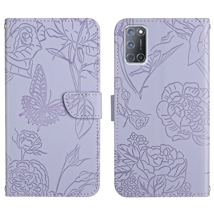 Skin Feel Butterfly Peony Embossed Leather Phone Case, For OPPO A52 / A72 / A92, For OPPO A53 4G, For OPPO A54 4G / A16, For OPPO A54 5G