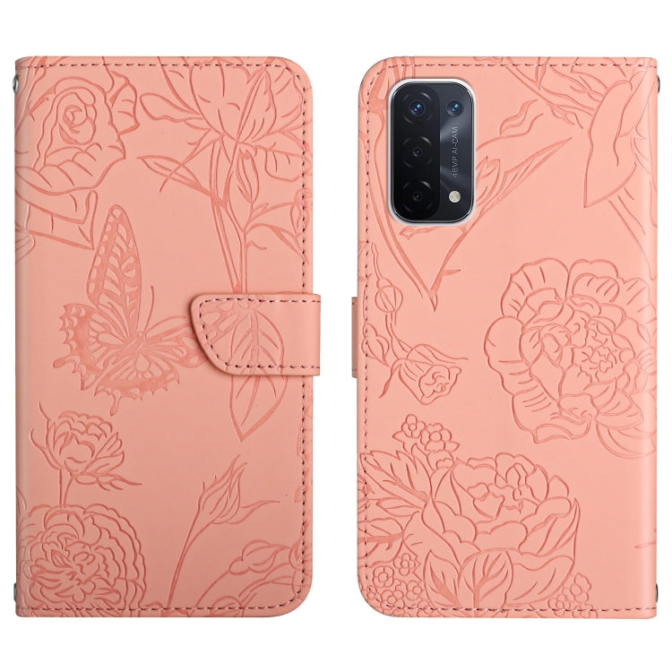 Skin Feel Butterfly Peony Embossed Leather Phone Case, For OPPO A52 / A72 / A92, For OPPO A53 4G, For OPPO A54 4G / A16, For OPPO A54 5G