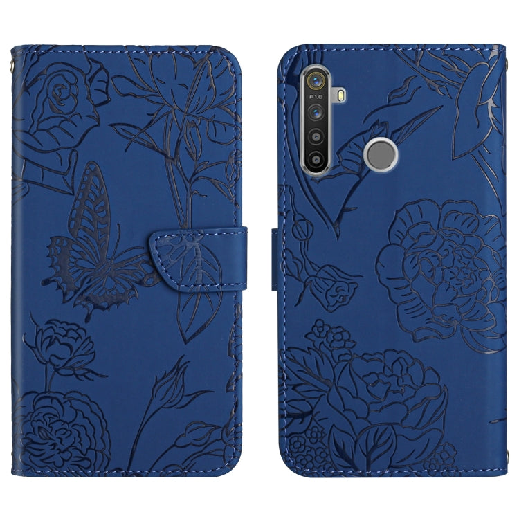 Skin Feel Butterfly Peony Embossed Leather Phone Case, For OPPO Realme 5 Pro, For OPPO Realme 6, For OPPO Realme 6 Pro, For OPPO Realme 7
