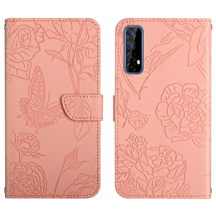Skin Feel Butterfly Peony Embossed Leather Phone Case, For OPPO Realme 5 Pro, For OPPO Realme 6, For OPPO Realme 6 Pro, For OPPO Realme 7