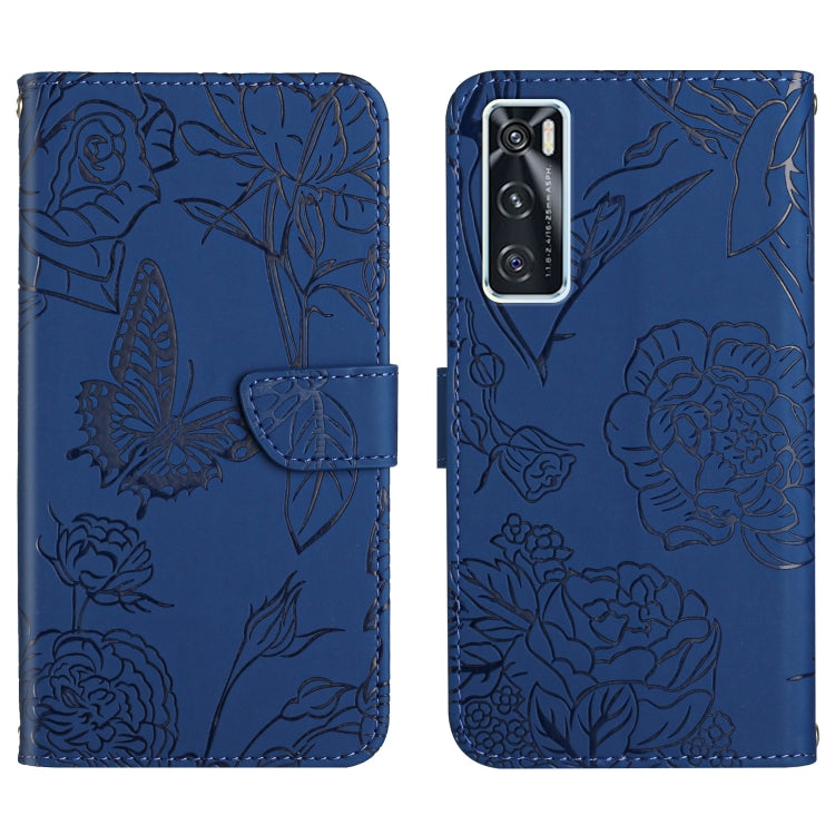 Skin Feel Butterfly Peony Embossed Leather Phone Case, For vivo V20 SE, For vivo V21 5G, For vivo V21e, For vivo Y20