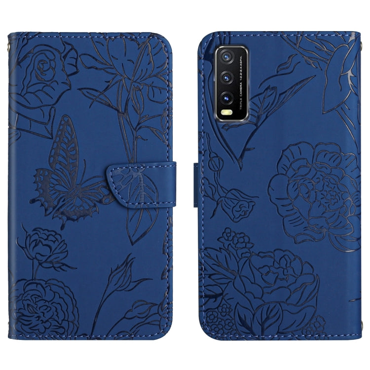 Skin Feel Butterfly Peony Embossed Leather Phone Case, For vivo V20 SE, For vivo V21 5G, For vivo V21e, For vivo Y20