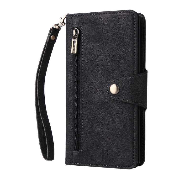 Rivet Buckle 9 Cards Three Fold Leather Phone Case, For Samsung Galaxy S9, For Samsung Galaxy S9+, For Samsung Galaxy S10, For Samsung Galaxy S10 Lite 2020