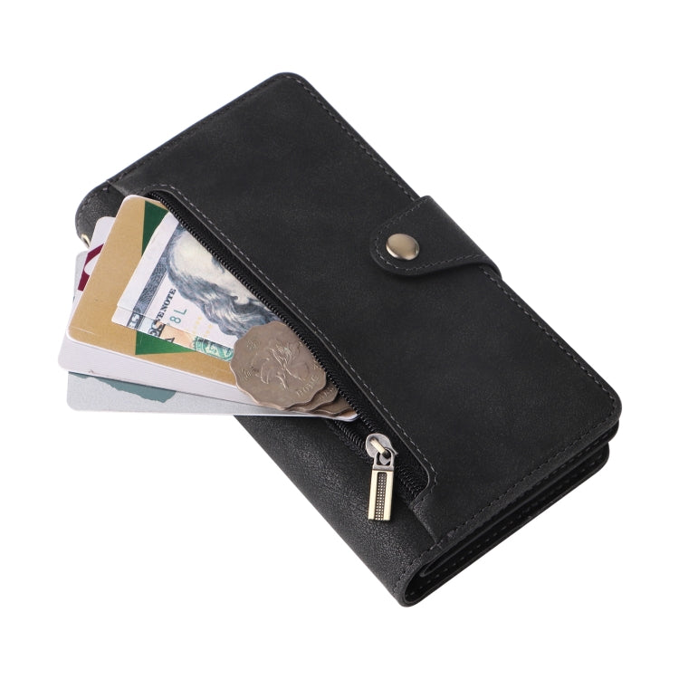 Rivet Buckle 9 Cards Three Fold Leather Phone Case, For Samsung Galaxy S9, For Samsung Galaxy S9+, For Samsung Galaxy S10, For Samsung Galaxy S10 Lite 2020