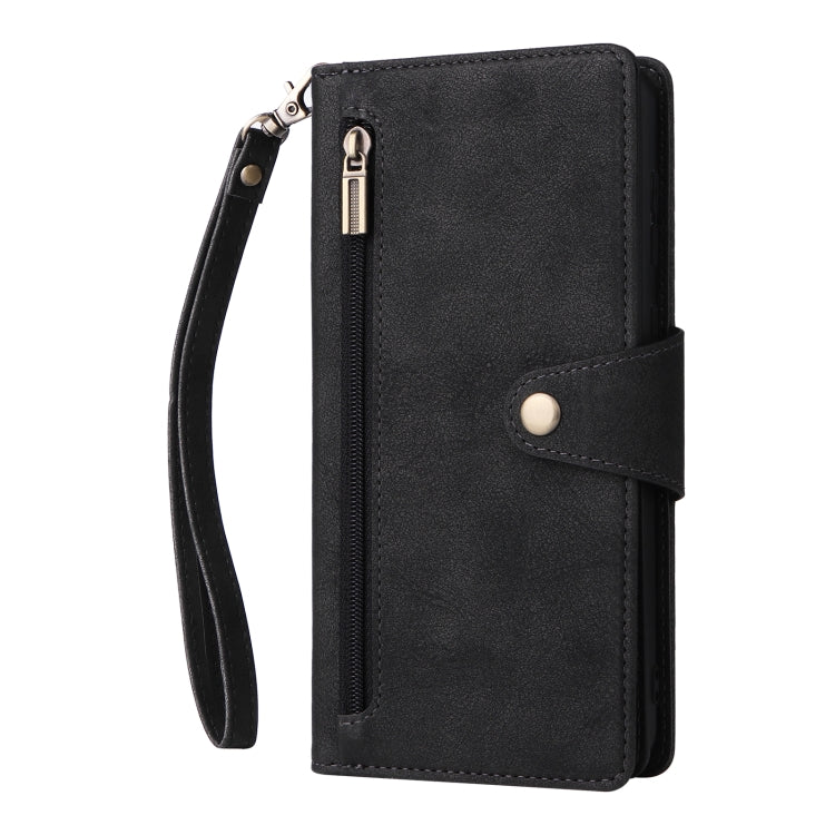 Rivet Buckle 9 Cards Three Fold Leather Phone Case, For Samsung Galaxy A02, For Samsung Galaxy A03S 166mm, For Samsung Galaxy A10, For Samsung Galaxy A10s
