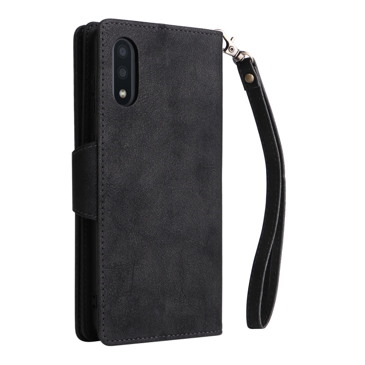 Rivet Buckle 9 Cards Three Fold Leather Phone Case, For Samsung Galaxy A02, For Samsung Galaxy A03S 166mm, For Samsung Galaxy A10, For Samsung Galaxy A10s