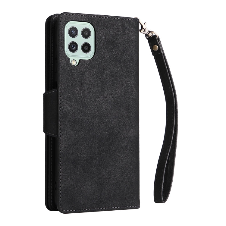 Rivet Buckle 9 Cards Three Fold Leather Phone Case, For Samsung Galaxy A22 4G, For Samsung Galaxy A22 5G, For Samsung Galaxy A32 4G, For Samsung Galaxy A32 5G