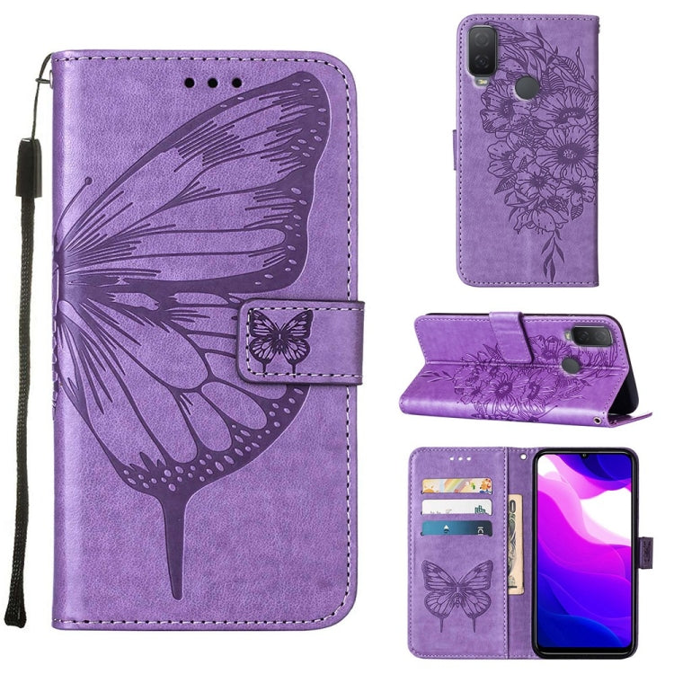 Embossed Butterfly Leather Phone Case, For Alcatel 1L 2021, For Google Pixel 6a 5G, For Google Pixel 7 5G