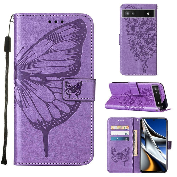 Embossed Butterfly Leather Phone Case, For Alcatel 1L 2021, For Google Pixel 6a 5G, For Google Pixel 7 5G
