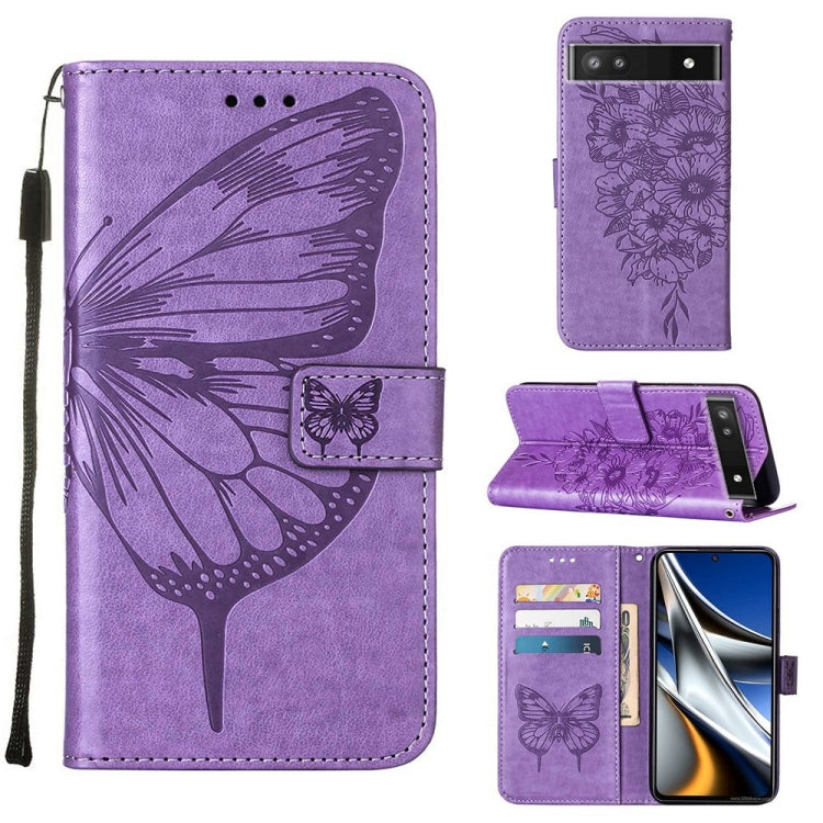 Embossed Butterfly Leather Phone Case, For Alcatel 1L 2021, For Google Pixel 6a 5G, For Google Pixel 7 5G
