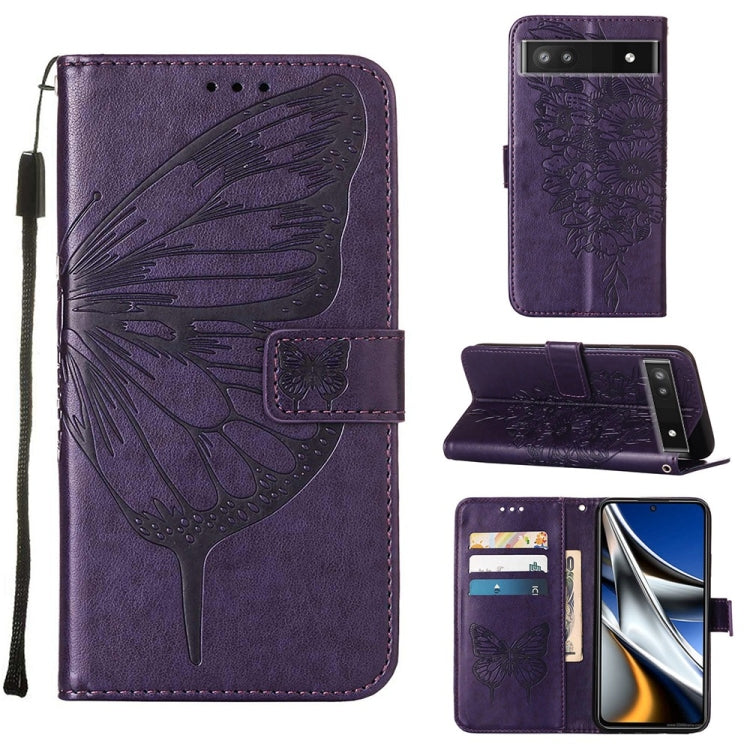 Embossed Butterfly Leather Phone Case, For Alcatel 1L 2021, For Google Pixel 6a 5G, For Google Pixel 7 5G