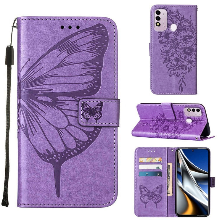 Embossed Butterfly Leather Phone Case, For Itel P37 / Vision 2s