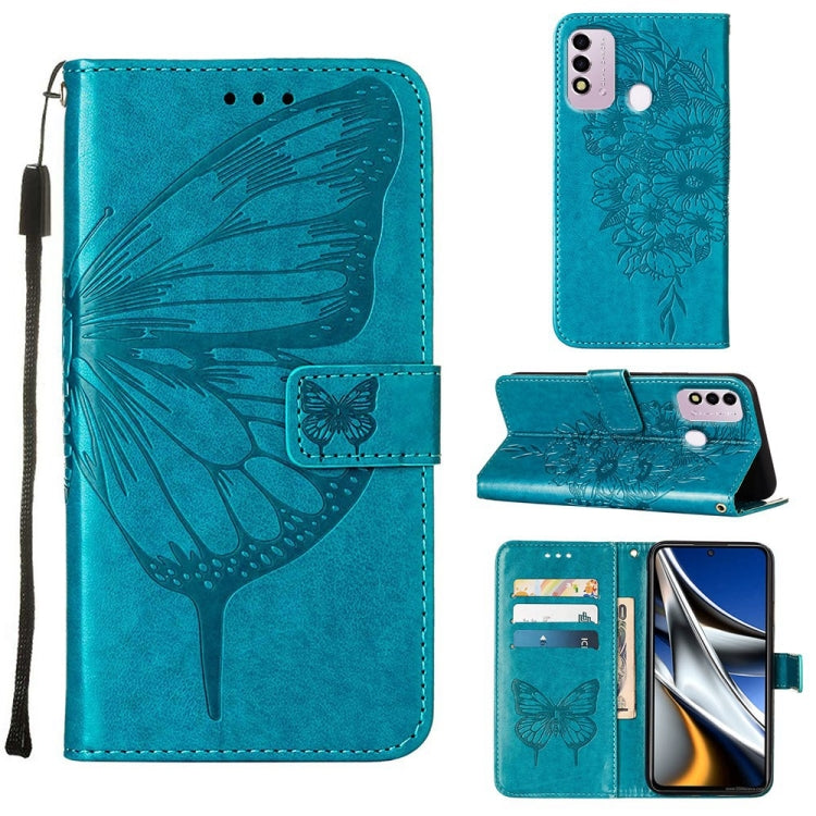 Embossed Butterfly Leather Phone Case, For Itel P37 / Vision 2s