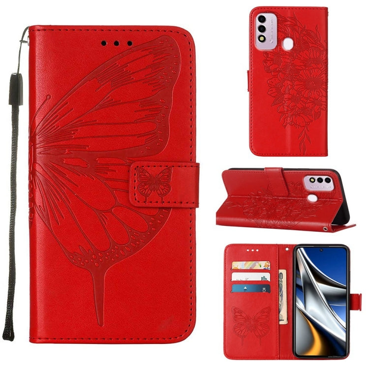 Embossed Butterfly Leather Phone Case, For Itel P37 / Vision 2s