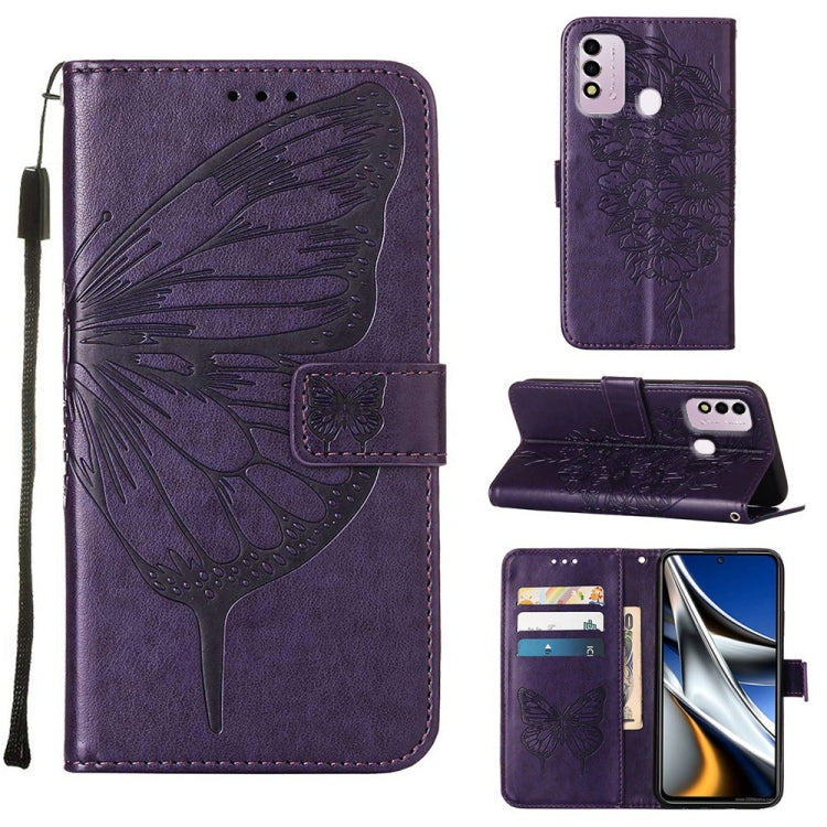 Embossed Butterfly Leather Phone Case, For Itel P37 / Vision 2s