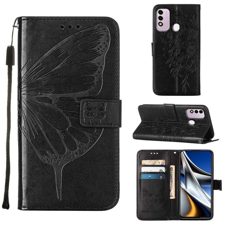 Embossed Butterfly Leather Phone Case, For Itel P37 / Vision 2s