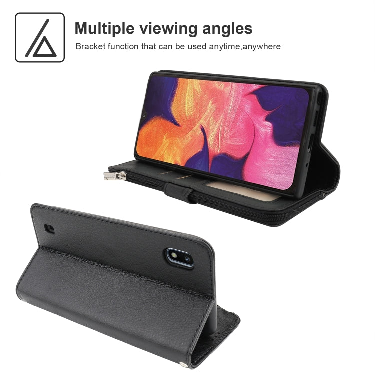 Microfiber Zipper Horizontal Flip Leather Case, For Samsung Galaxy A10, For Samsung Galaxy A10s, For Samsung Galaxy A20e, For Samsung Galaxy A20 / A30
