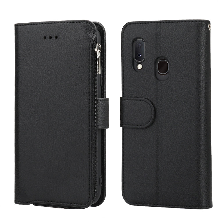 Microfiber Zipper Horizontal Flip Leather Case, For Samsung Galaxy A10, For Samsung Galaxy A10s, For Samsung Galaxy A20e, For Samsung Galaxy A20 / A30