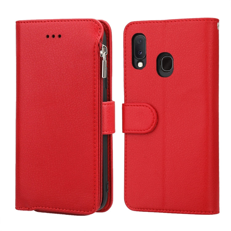 Microfiber Zipper Horizontal Flip Leather Case, For Samsung Galaxy A10, For Samsung Galaxy A10s, For Samsung Galaxy A20e, For Samsung Galaxy A20 / A30