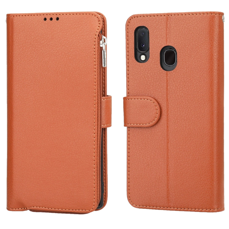 Microfiber Zipper Horizontal Flip Leather Case, For Samsung Galaxy A10, For Samsung Galaxy A10s, For Samsung Galaxy A20e, For Samsung Galaxy A20 / A30