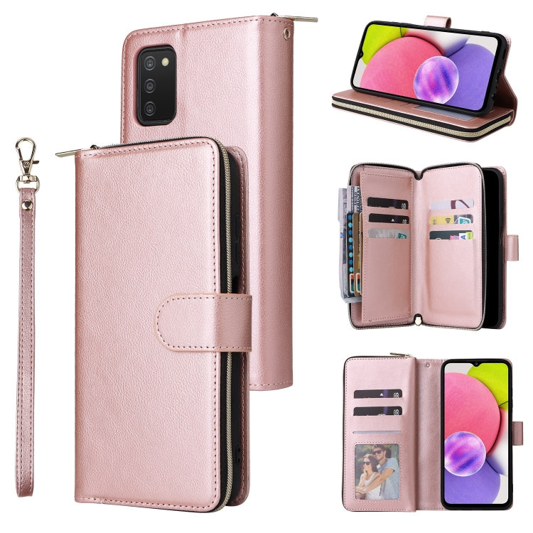 9 Card Slots Zipper Wallet Bag Leather Phone Case, For Samsung Galaxy A03s EU Version, For Samsung Galaxy A13 5G, For Samsung Galaxy A33 5G, For Samsung Galaxy A53 5G