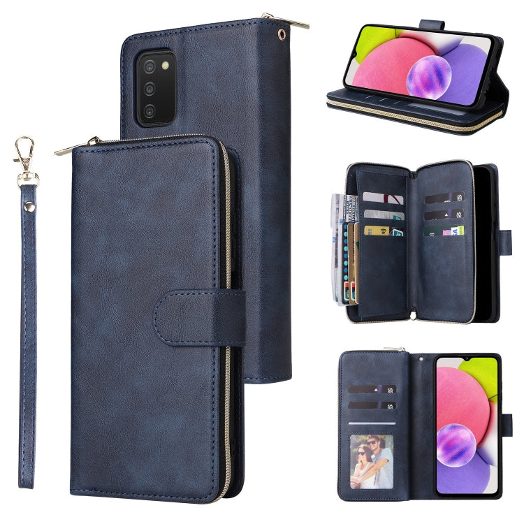 9 Card Slots Zipper Wallet Bag Leather Phone Case, For Samsung Galaxy A03s EU Version, For Samsung Galaxy A13 5G, For Samsung Galaxy A33 5G, For Samsung Galaxy A53 5G
