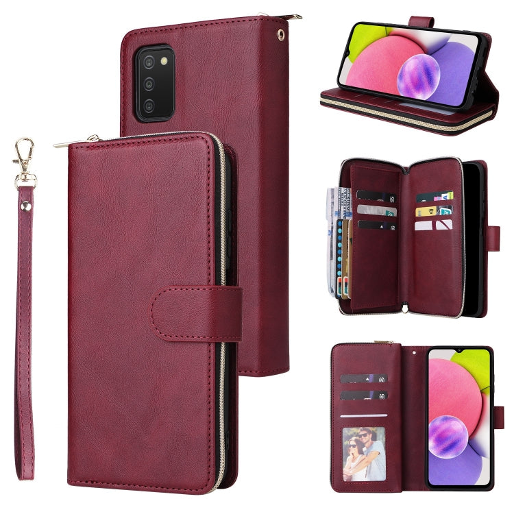 9 Card Slots Zipper Wallet Bag Leather Phone Case, For Samsung Galaxy A03s EU Version, For Samsung Galaxy A13 5G, For Samsung Galaxy A33 5G, For Samsung Galaxy A53 5G