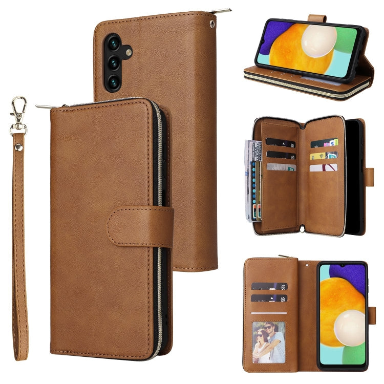 9 Card Slots Zipper Wallet Bag Leather Phone Case, For Samsung Galaxy A03s EU Version, For Samsung Galaxy A13 5G, For Samsung Galaxy A33 5G, For Samsung Galaxy A53 5G