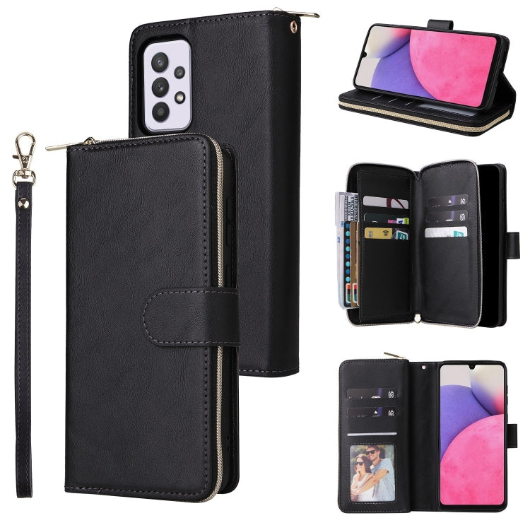 9 Card Slots Zipper Wallet Bag Leather Phone Case, For Samsung Galaxy A03s EU Version, For Samsung Galaxy A13 5G, For Samsung Galaxy A33 5G, For Samsung Galaxy A53 5G