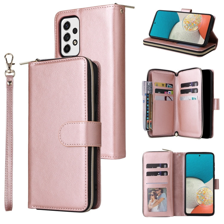 9 Card Slots Zipper Wallet Bag Leather Phone Case, For Samsung Galaxy A03s EU Version, For Samsung Galaxy A13 5G, For Samsung Galaxy A33 5G, For Samsung Galaxy A53 5G