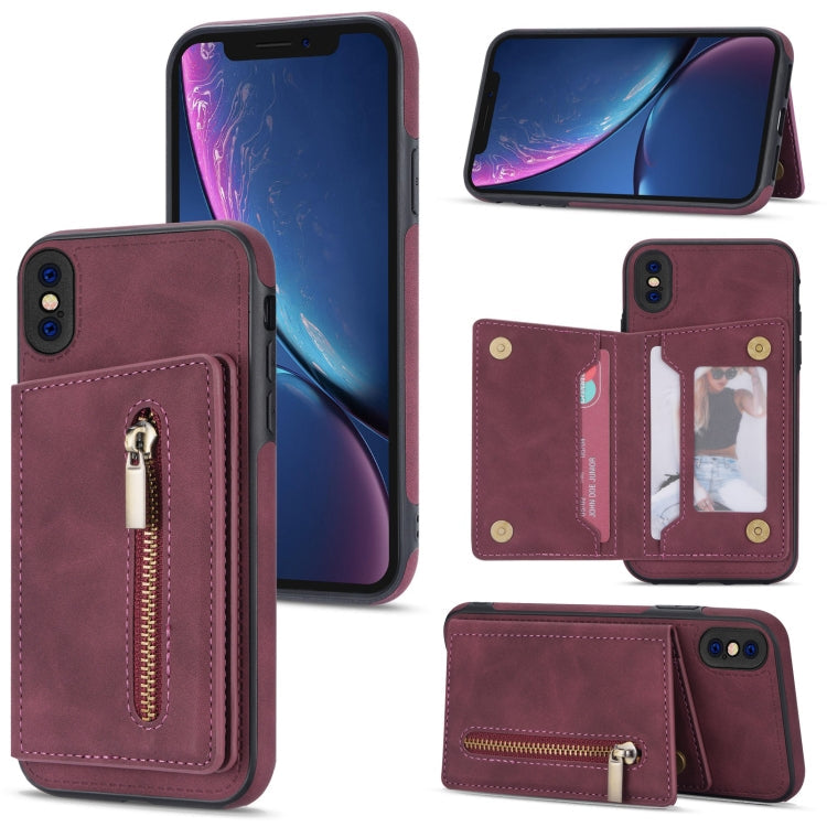 Zipper Card Holder Phone Case, For iPhone 11 Pro Max, For iPhone X / XS, For iPhone XR, For iPhone XS Max