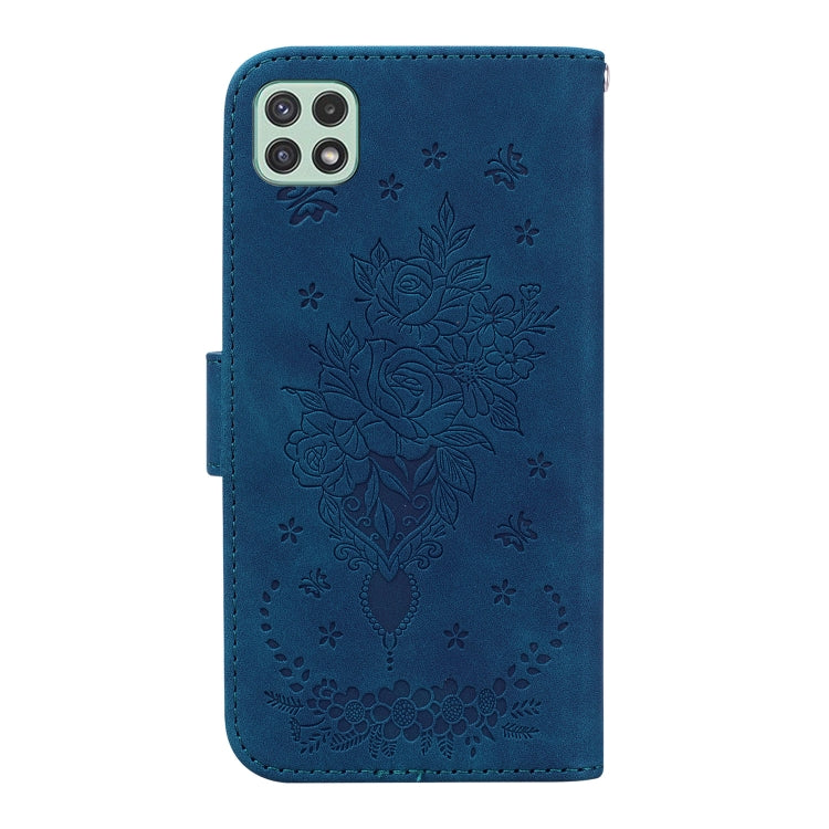 Butterfly Rose Embossed Leather Phone Case, For Samsung Galaxy A22 5G, For Samsung Galaxy A03 166mm, For Samsung Galaxy A03 Core, For Samsung Galaxy A10 / M10