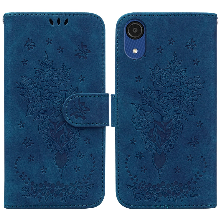 Butterfly Rose Embossed Leather Phone Case, For Samsung Galaxy A22 5G, For Samsung Galaxy A03 166mm, For Samsung Galaxy A03 Core, For Samsung Galaxy A10 / M10
